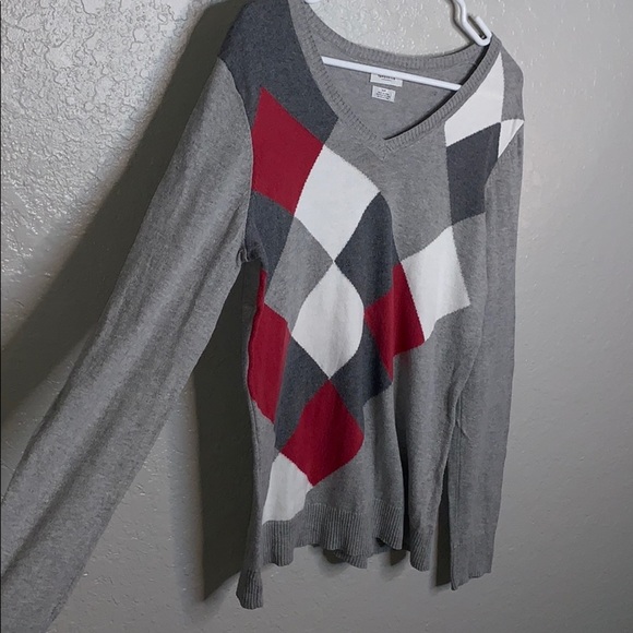 VAN HEUSEN Argyle long sleeve Gray sweater - Picture 3 of 6